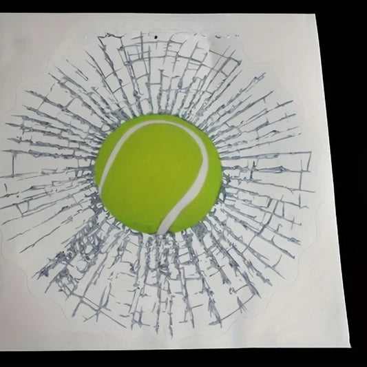 3D Tennis Ball Broken Glass Car Window Sticker Funny Prank Auto Decal