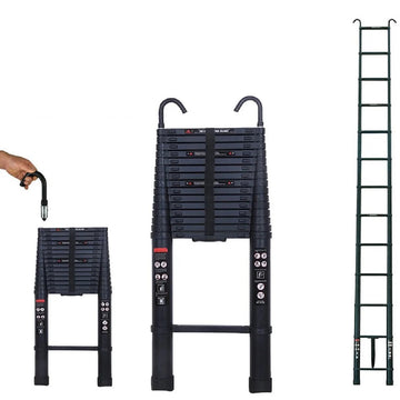 6.2 m Heavy-Duty Telescopic Ladder – Aluminium Extension Ladder with Hooks