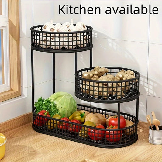 Stainless Steel Fruit Basket Stand Multi-Tier Kitchen & Dining Table Organizer