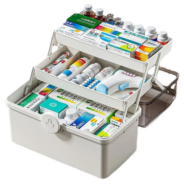 3-Layer Large Capacity Medicine Organizer Box Portable First Aid Storage Case