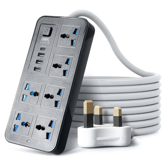 Universal Power Strip with 2m Extension Cord USB Charging