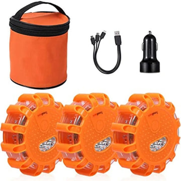 LED Road Flares – USB Rechargeable Emergency Warning Lights (3 Pack)