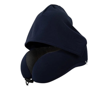 Hooded U-Shaped Memory Foam Travel Neck Pillow Removable & Washable