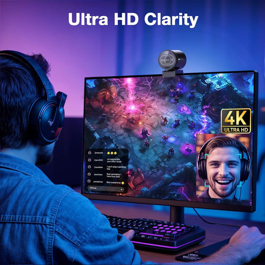 4K Streaming Webcam with Autofocus & Microphone 1080P 60FPS USB Camera