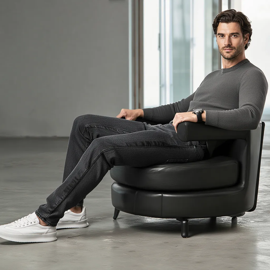 Men’s Winter Fleece Jeans – Slim Straight Warm Elastic Denim Pants