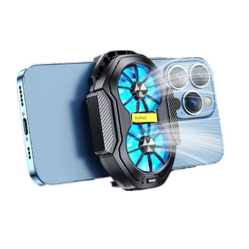 Dual-Fan Phone Cooler, Rechargeable Mobile Cooling Fan with Clip Mount