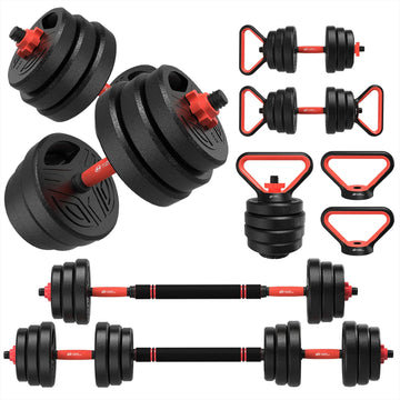 3-in-1 Adjustable Dumbbells Set – 20kg Home Gym Weights with Barbell Bar