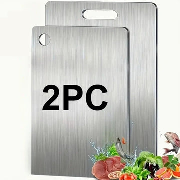 2-Piece Stainless Steel Cutting Board Set – Heavy-Duty Non-Slip Kitchen Boards