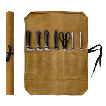 Waxed Canvas Knife Roll Bag – Portable Chef Knife Storage