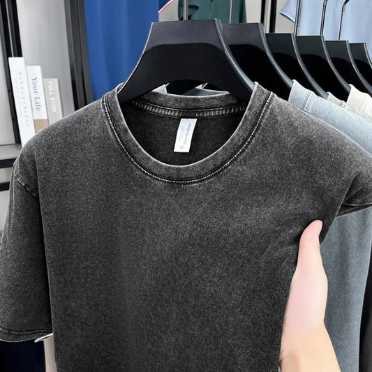 Oversized Vintage Washed T-Shirt Heavyweight Solid Color Streetwear Tee