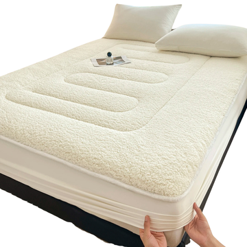 Thick Plush Lambswool Fitted Sheet Warm Winter Mattress Protector
