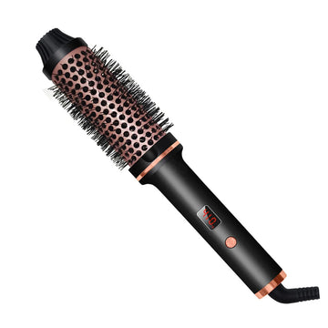 3-in-1 Hair Curler Straightener & Brush with Negative Ions and LCD Display