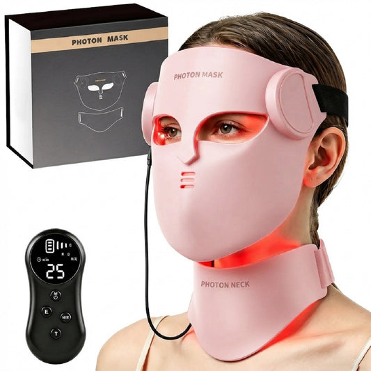 8-Color LED Face & Neck Mask Silicone Red Light Therapy Facial Care Device