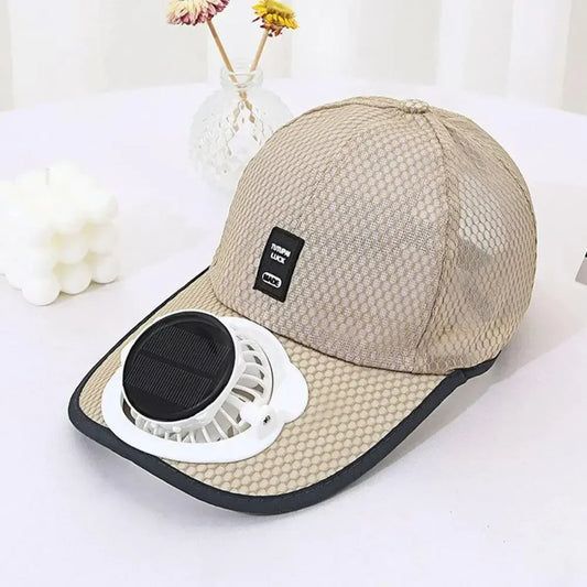Solar Fan Sun Hat Breathable UV Protection Cap with USB Rechargeable Cooling Fan