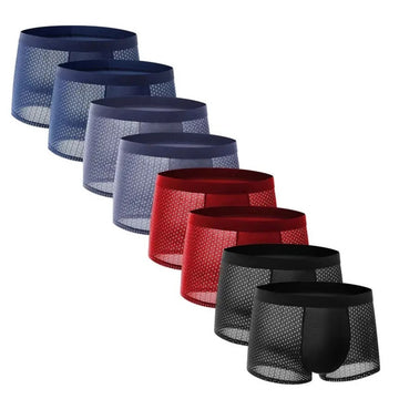 8-Pack Men’s Ice Silk Boxer Briefs Breathable Mesh Comfort Underwear