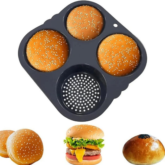 Non-Stick Silicone Hamburger Bun Baking Mold – Easy-Release Bread Pan