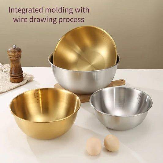 3-Piece Stainless Steel Bowl Set – Mixing Dough Kneading & Salad Serving