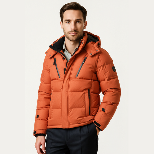 Men’s Down Jacket – Hooded White Duck Warm Winter Coat