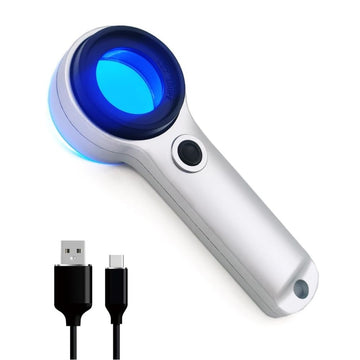 60X HD Magnifying Glass with LED & UV Light USB Rechargeable