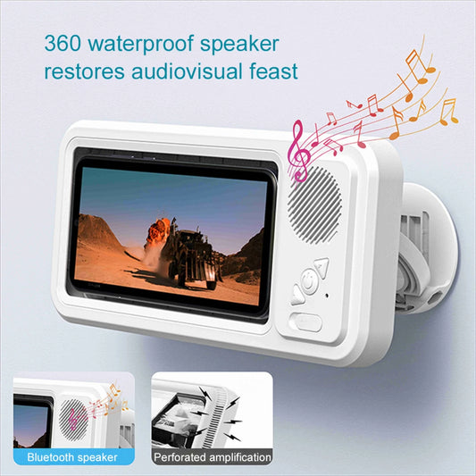 Shower Phone Holder with Bluetooth Speaker Waterproof Anti-Fog Wall Mount