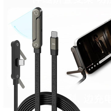 USB-C to USB-C Fast Charging Cable – Elbow Design with Foldable Phone Stand