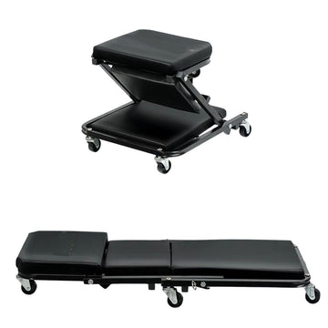 Folding Mechanic Car Creeper Seat Rolling Workshop Crawler with Cushion & Wheels