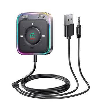 Bluetooth 6.0 AUX Car Adapter Noise Cancelling Receiver for Music & Hands-Free Calls