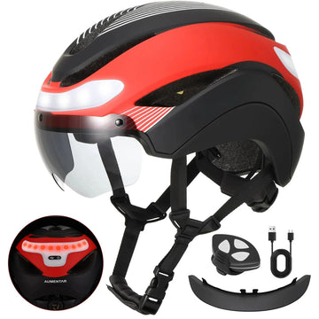 Ultralight Road Bike Helmet with LED Light Magnetic Goggles & Sun Visor