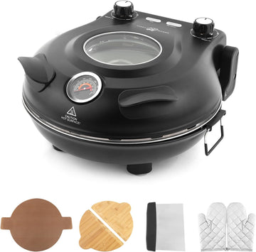 Electric Pizza Maker 1200W 420°C Stone Plate Oven with 5 Temperature Levels