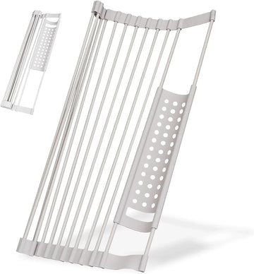 Stainless Steel Foldable Sink Dish Drying Rack Kitchen Plate & Bowl Holder