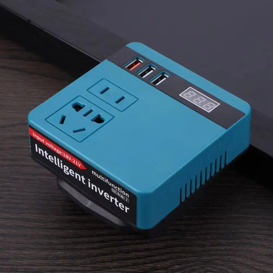 120W Battery Inverter – DC 21V to 220V Power Adapter with 3 USB Ports