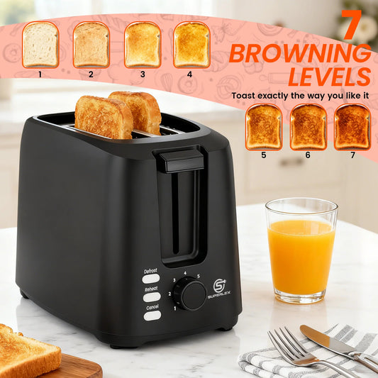 2-Slice Wide Slot Toaster Stainless Steel Toaster with 6 Browning Levels