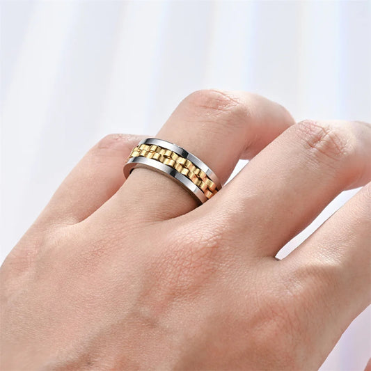 Stainless Steel Gear Chain Ring – Spinning Fidget Band