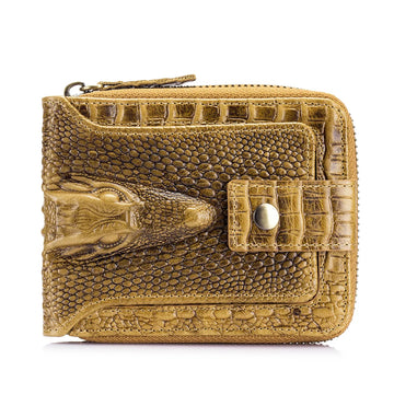 Men’s Genuine Leather Wallet Cowhide Crocodile Pattern Large Capacity Card Holder