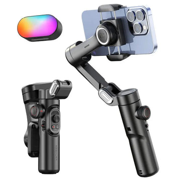 3-Axis Smartphone Gimbal Stabilizer with Fill Light & Face Tracking