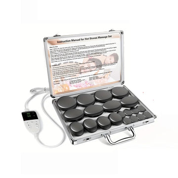 Hot Stone Massage Set with Heater Adjustable Temperature Professional Spa Kit