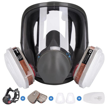 Full Face Respirator Mask with Anti-Fog Lens & Replaceable Filters