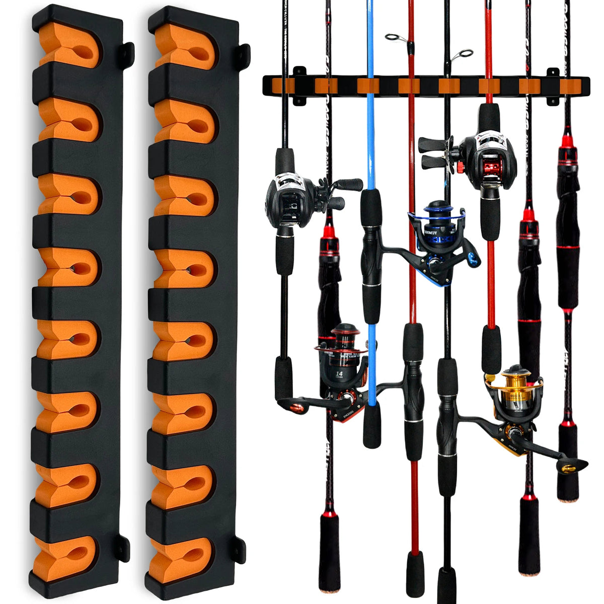 Fishing Rod Holder Rack – Wall Mount Storage for 16 Rods