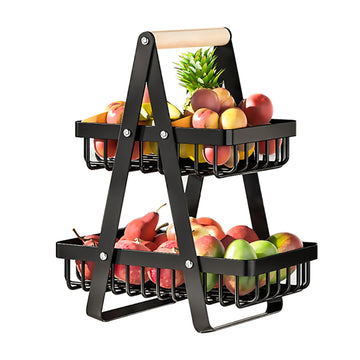 2-Tier Fruit Basket Stand Detachable Holder for Fruits Vegetables & Snacks
