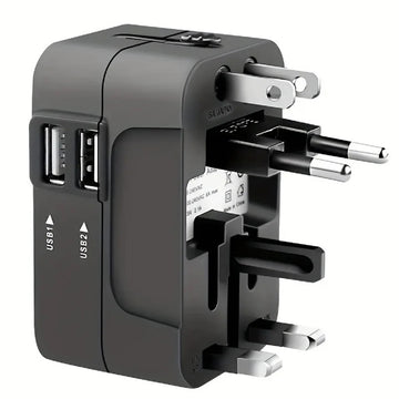 Universal Travel Adapter Worldwide Plug Converter with Dual USB Charging Ports