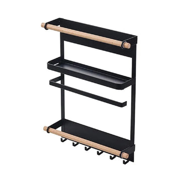 Magnetic Fridge Shelf – Kitchen Organizer with Paper Towel Holder & Spice Rack