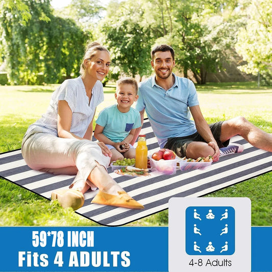Waterproof Picnic Blanket –Foldable Beach And Camping Mat with Carry Strap