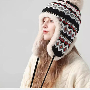 Winter Bomber Hat Thick Fleece-Lined Earflap Beanie for Outdoor Activities