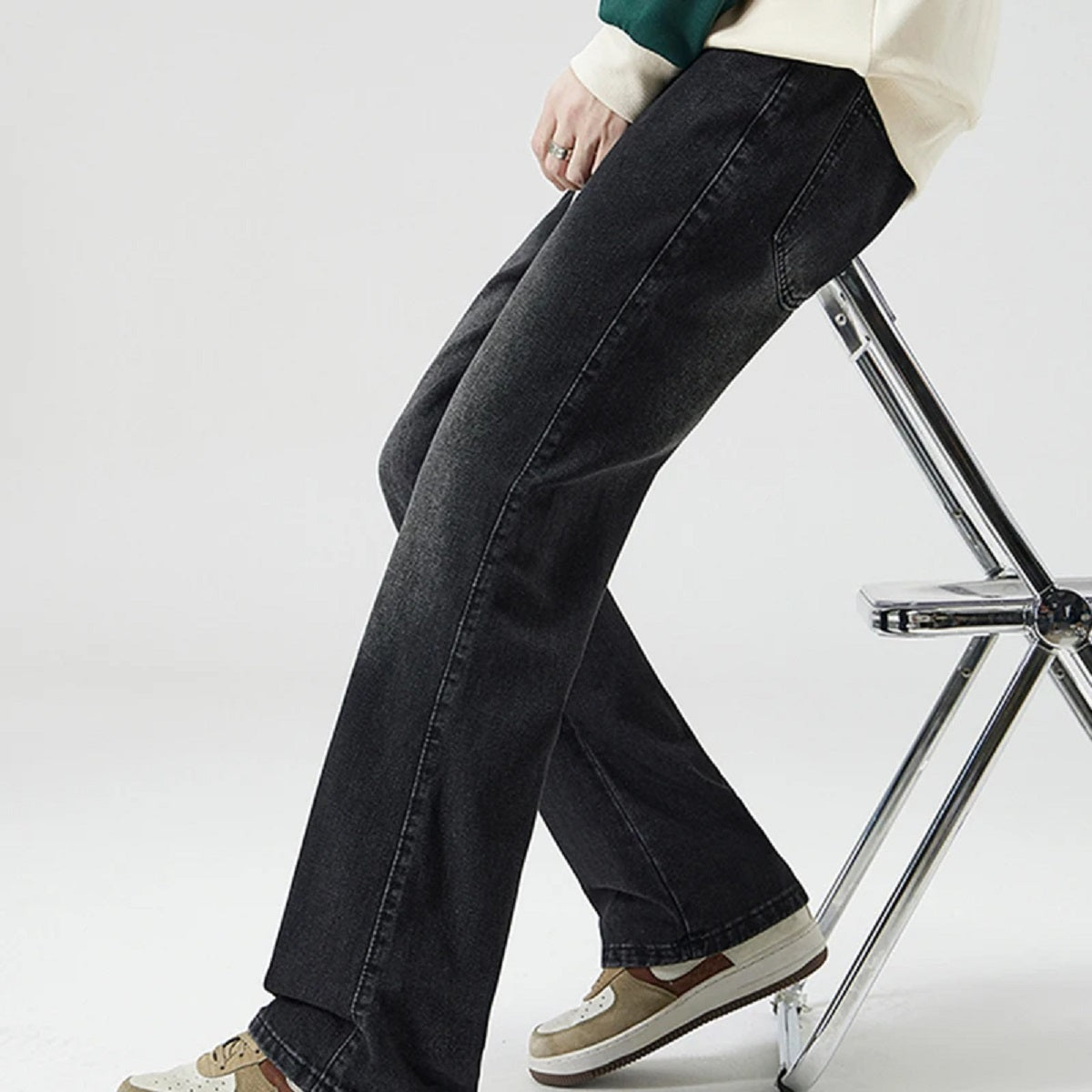 Men's High Street Micro Flared Jeans – Elastic Waist And Drawstring