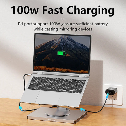 10-in-1 USB-C Docking Station Stand 4K 60Hz Hub with 100W PD Charging
