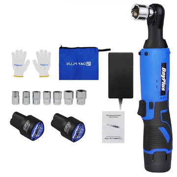 Cordless Electric Ratchet Wrench Set 3/8″ 12V, 300 RPM with 7 Sockets & 2 Batteries