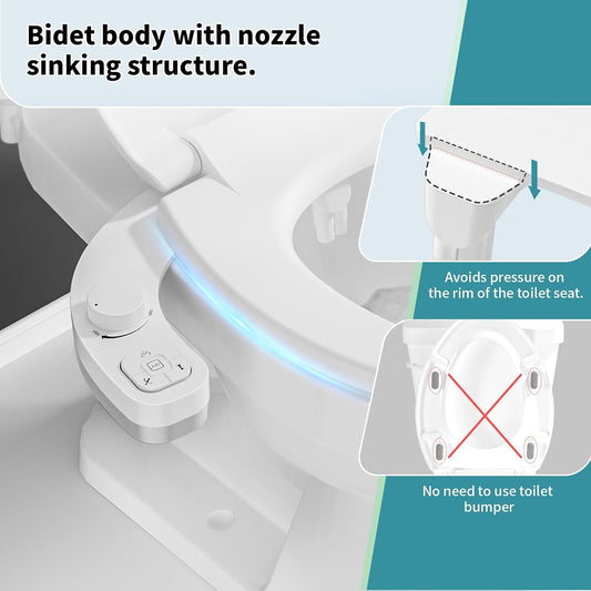 Non-Electric Bidet Attachment – Dual Nozzle Toilet Sprayer with Self-Cleaning