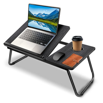 Laptop Bed Desk – Foldable Laptop Table with Cup Slot & Reading Stand