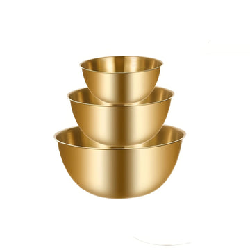 3-Piece Stainless Steel Bowl Set – Mixing Dough Kneading & Salad Serving