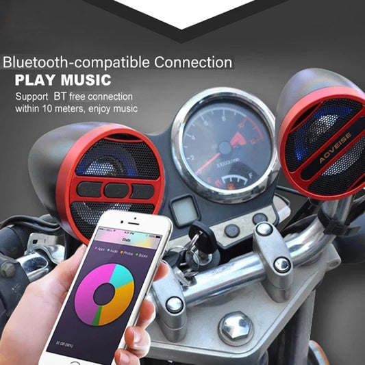 Waterproof Motorcycle Bluetooth Speaker Handlebar MP3 & FM Radio Audio System